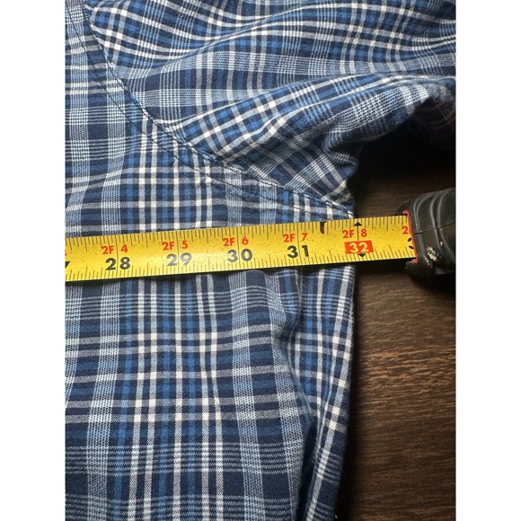 Liberty Blues Mens 4XL Big Plaid Button Down Shirt Blue White Cotton 79-1260-3 - Picture 8 of 9